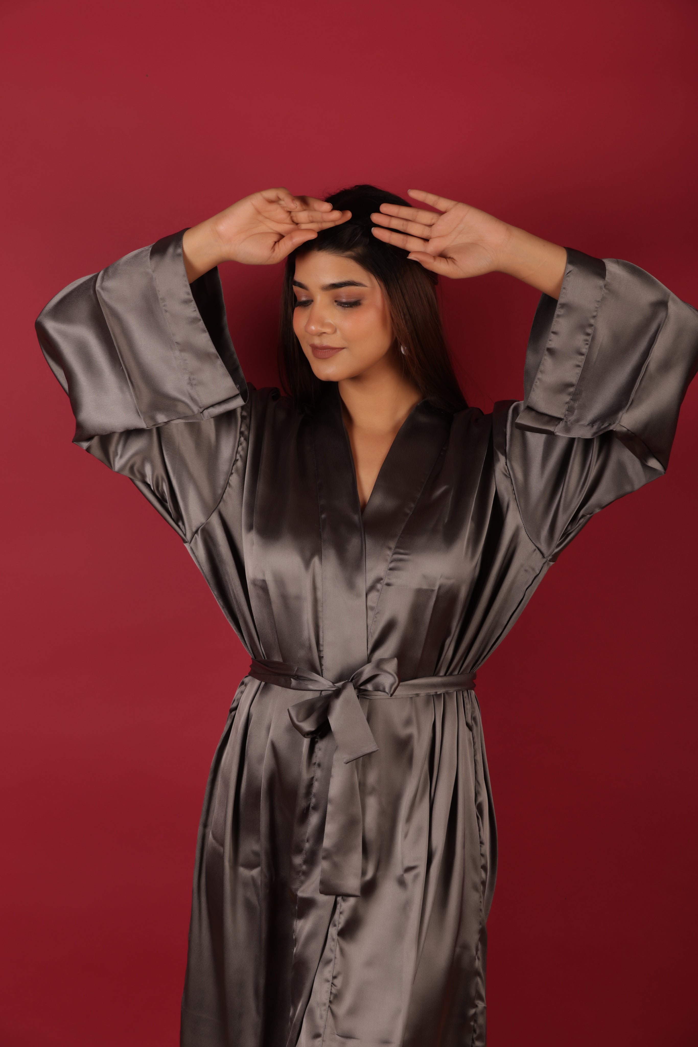 Beach Coverup Wrap Over Satin Kimono Jacket